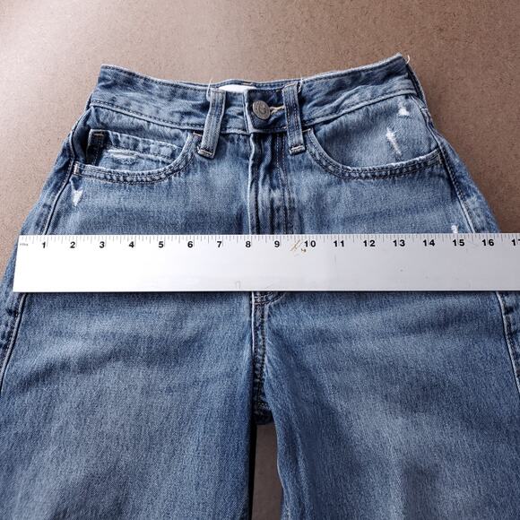 Hollister Ultra High Rise Baggy Jeans Straight Leg Distressed Women 23S Md Blue - Picture 10 of 13